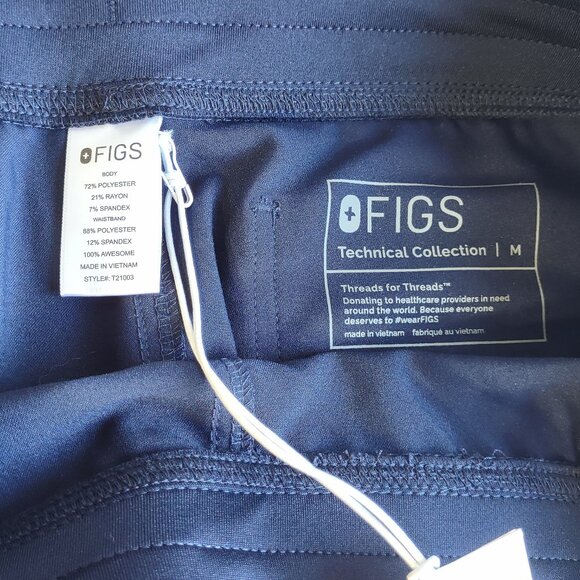 FIGS Scrubs Livingston Pants w/ Drawstring  Navy Blue Women's Medium  NWT - Picture 7 of 9